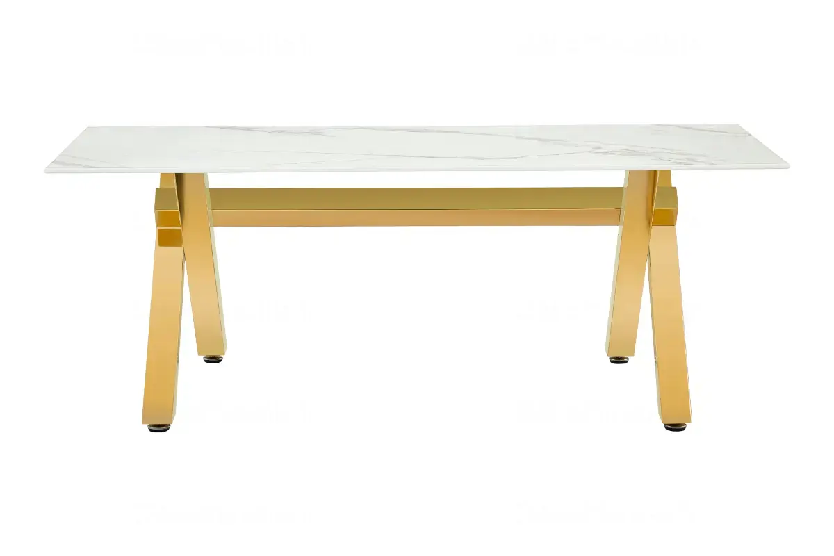 Table basse marbre blanc pied doré CROSS Swedzo-Meuble