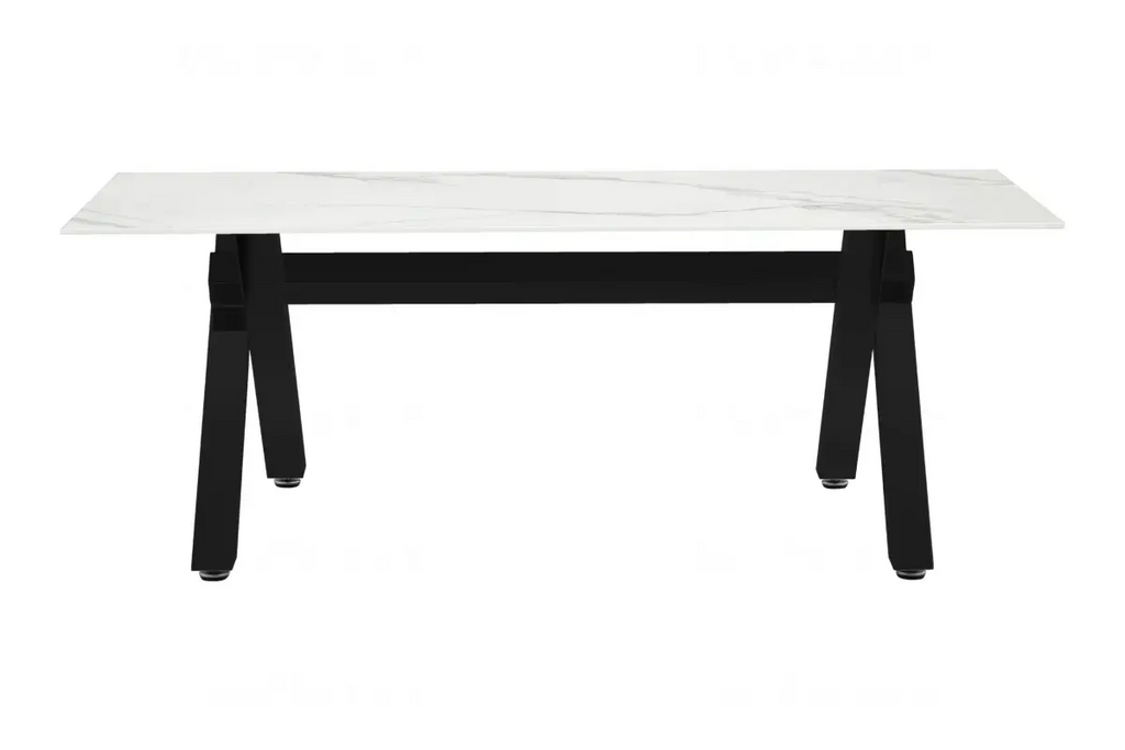 Table basse marbre blanc pied noir CROSS