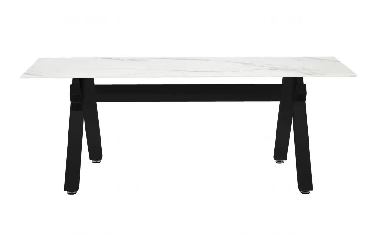 Table basse marbre blanc pied noir CROSS Swedzo-Meuble
