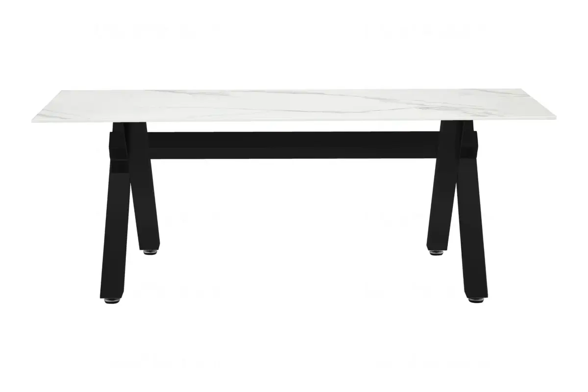 Table basse marbre blanc pied noir CROSS