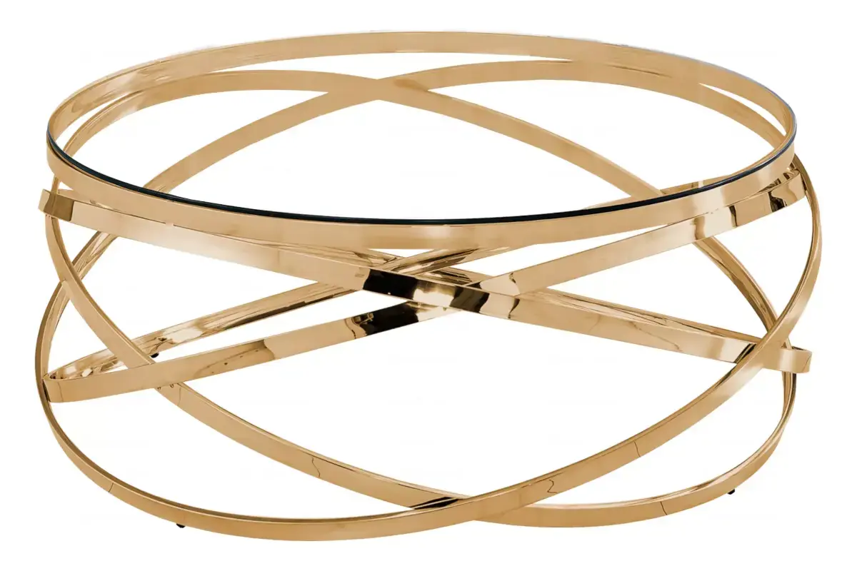 Table basse ronde en verre doré EVO Swedzo-Meuble
