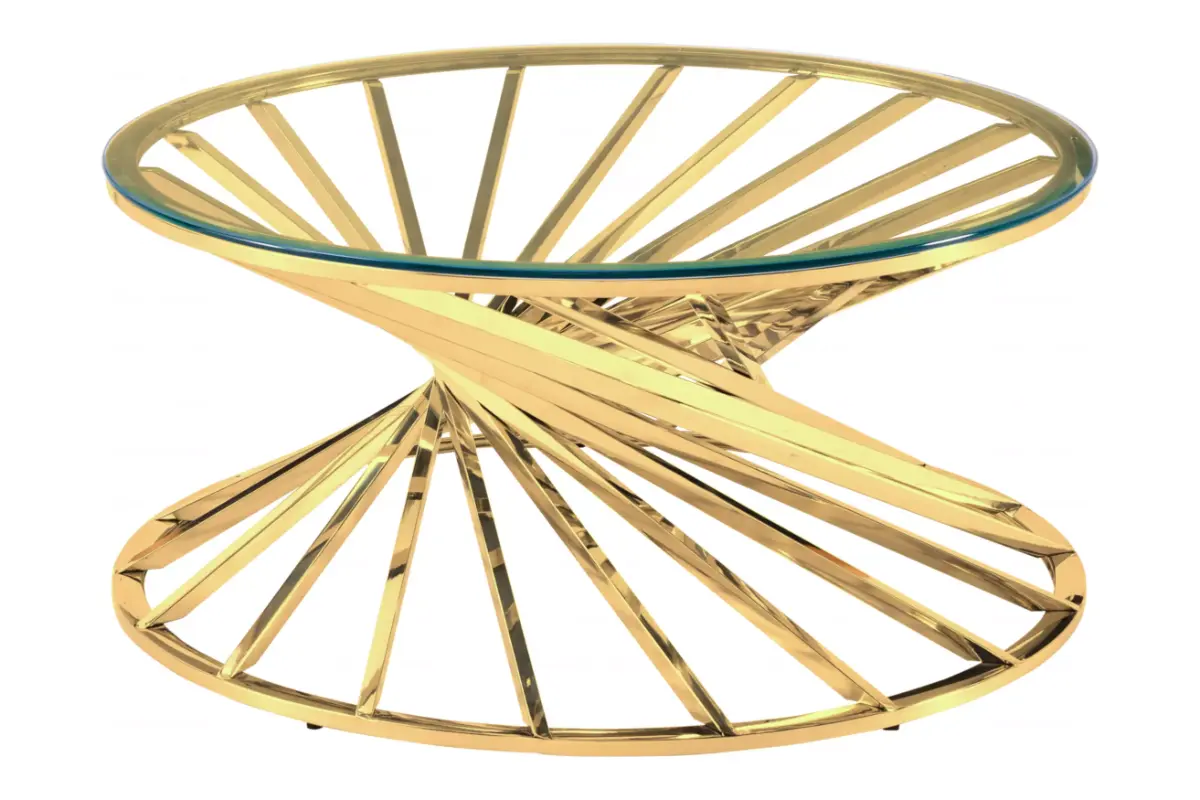 Table basse ronde en verre doré RUBY