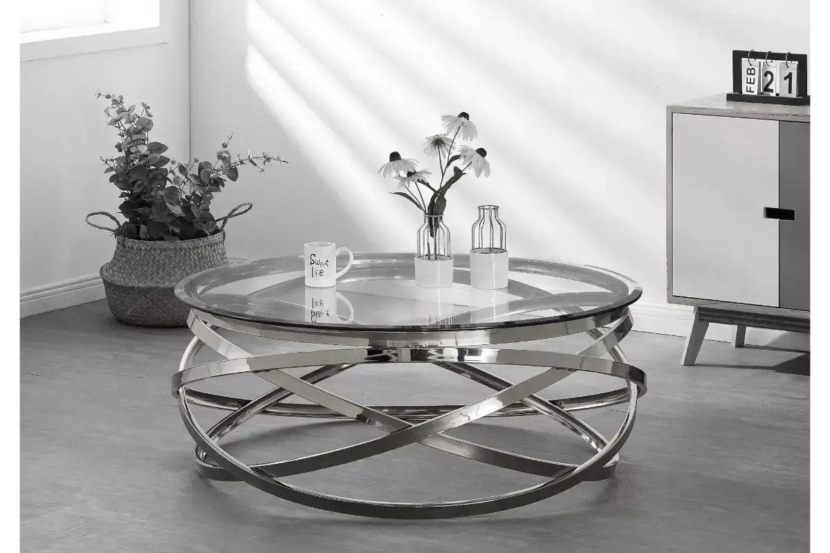 Table basse ronde en verre EVO Swedzo-Meuble