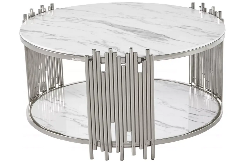 Table basse ronde marbre blanc éVE