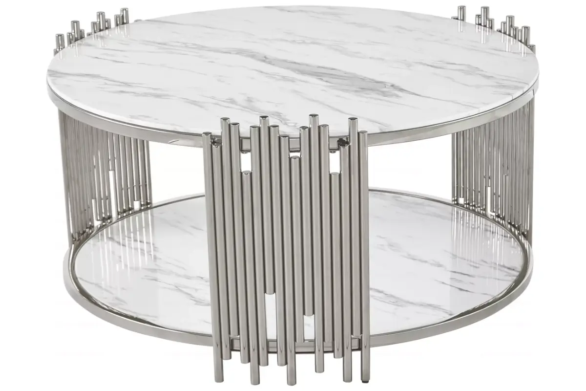 Table basse ronde marbre blanc éVE