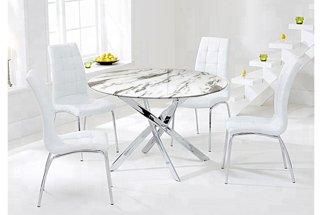 Table ronde et chaises marbre blanc DESIGN