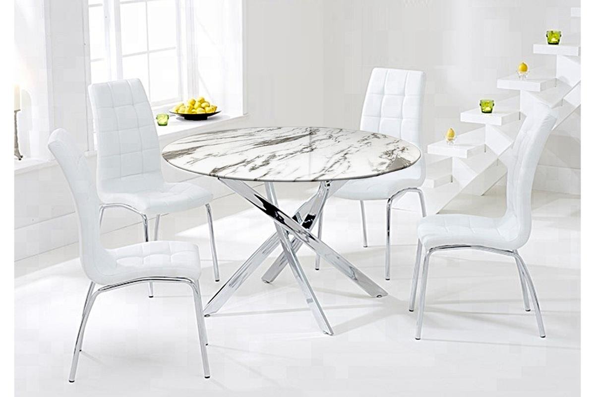 Table ronde et chaises marbre blanc DESIGN
