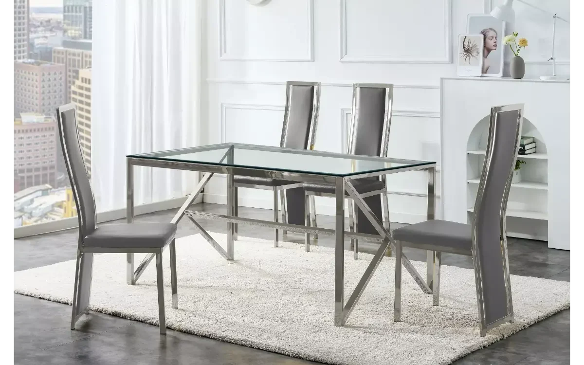 Table en verre et chaise gris DIA