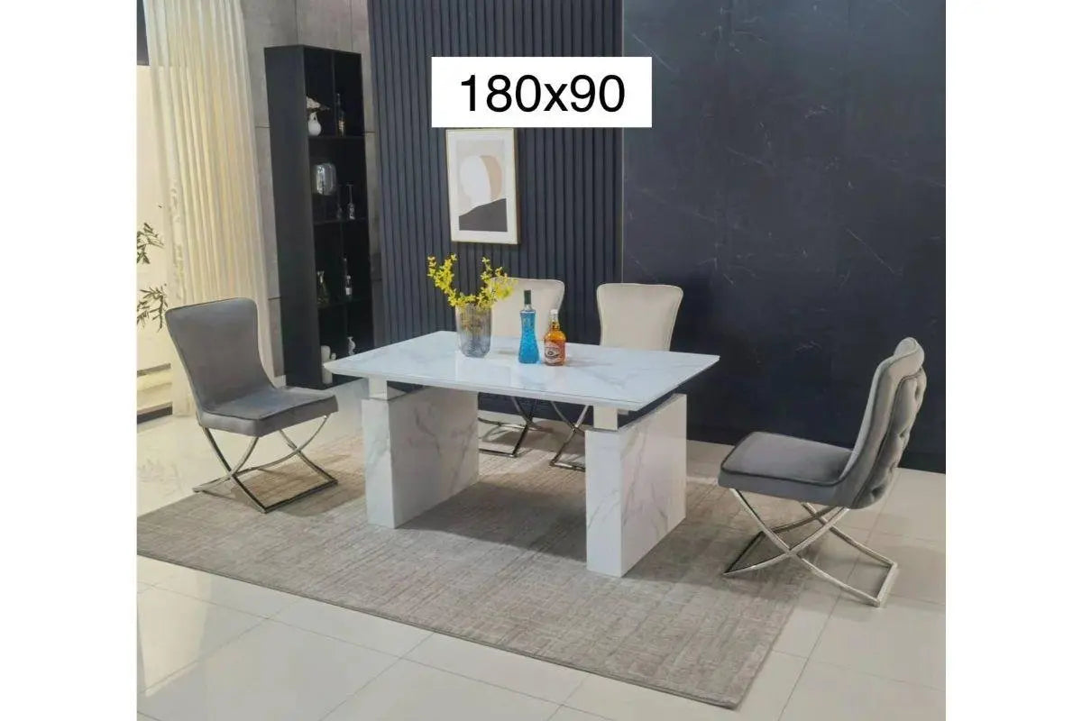 TABLE A MANGER RIXOS ARGENT/DORE Swedzo-Meuble