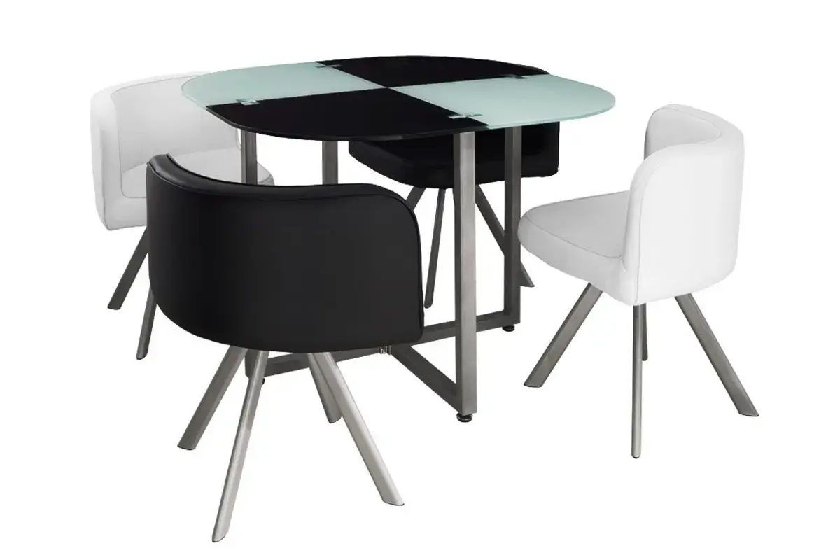 Table manger 4 chaises noir SPACE Swedzo-Meuble