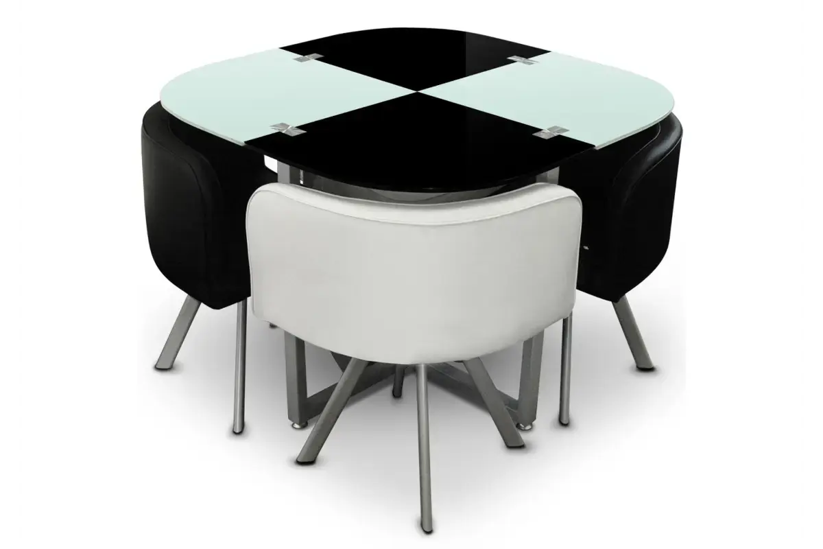 Table manger 4 chaises noir SPACE Swedzo-Meuble