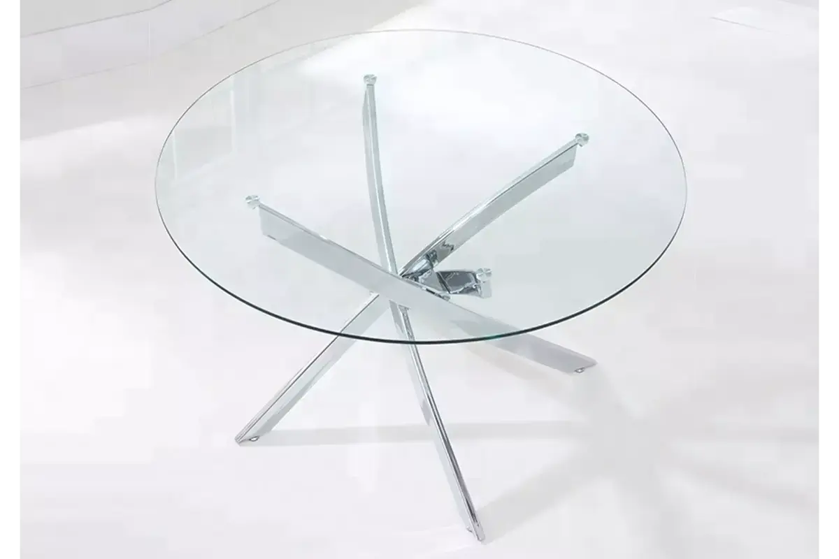 Table chromé 4 ou 6 chaises grises DESIGN Swedzo-Meuble