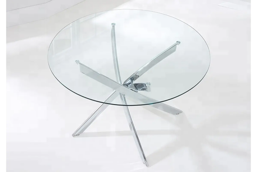 Table chromé 4 ou 6 chaises blanches DESIGN