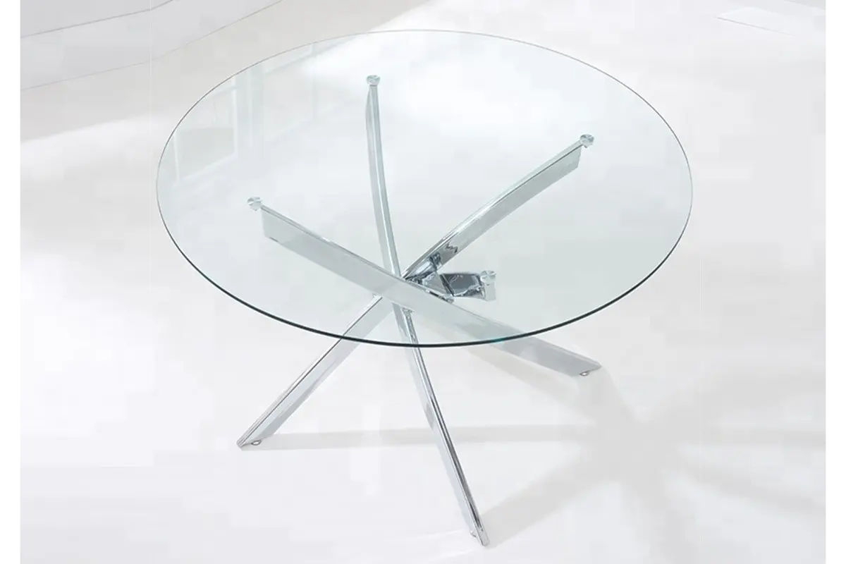 Table chromé 4 ou 6 chaises blanches DESIGN