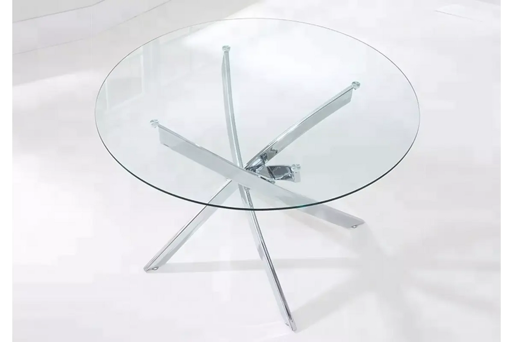 Table ronde chromé 4 ou 6 chaises noir RETRO