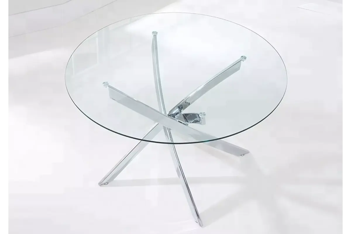 Table ronde chromé 4 ou 6 chaises noir RETRO