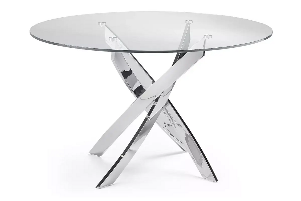 Table chromé 4 ou 6 chaises grises DESIGN