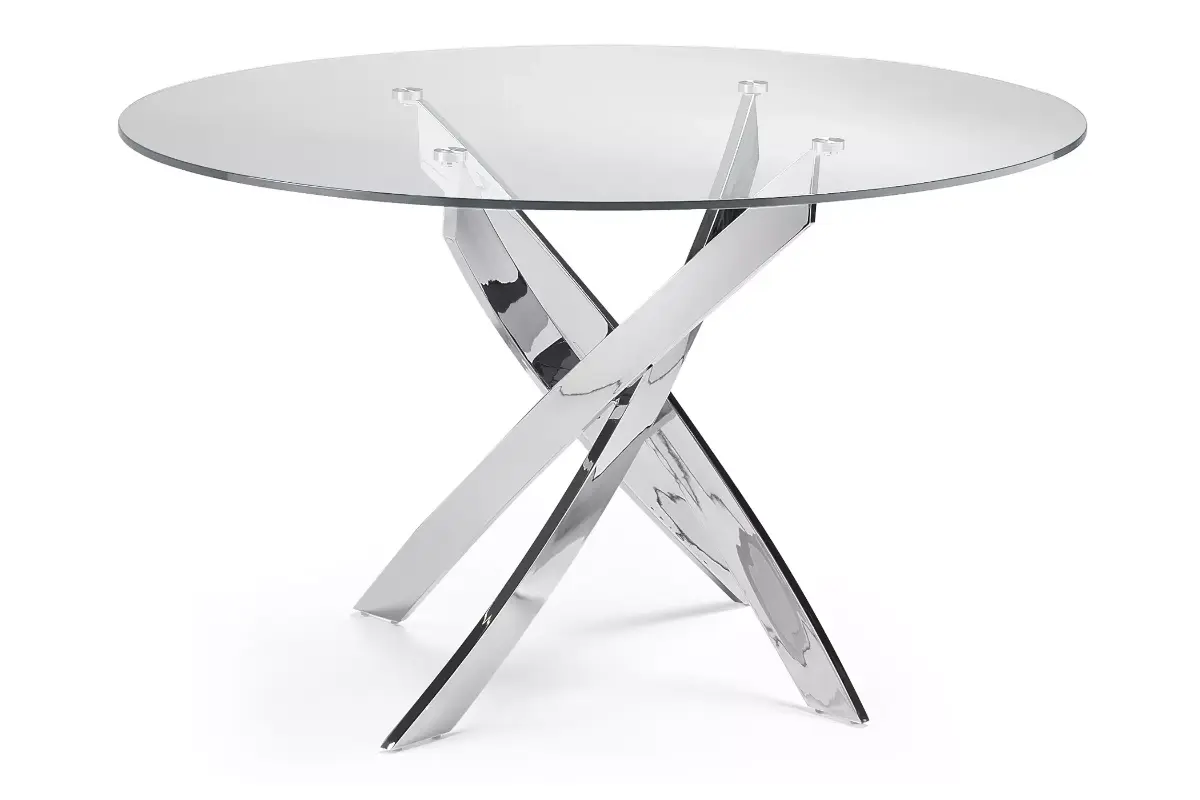 Table chromé 4 ou 6 chaises grises DESIGN