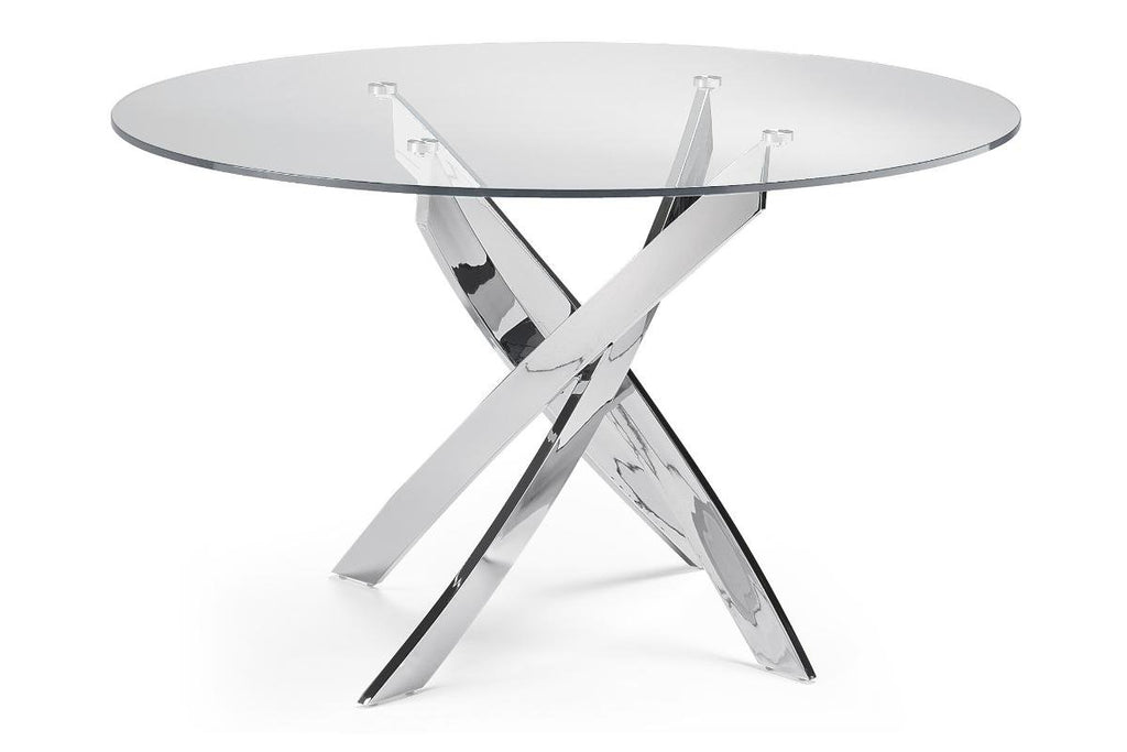 Table ronde et chaises chromes DESIGN