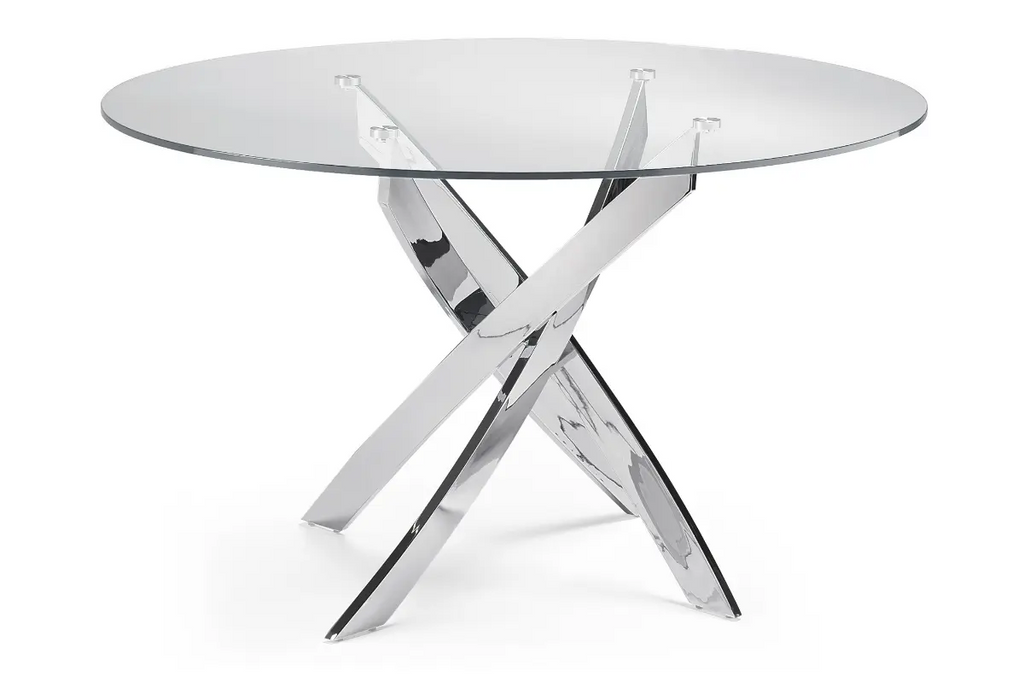 Table chromé 4 ou 6 chaises blanches DESIGN