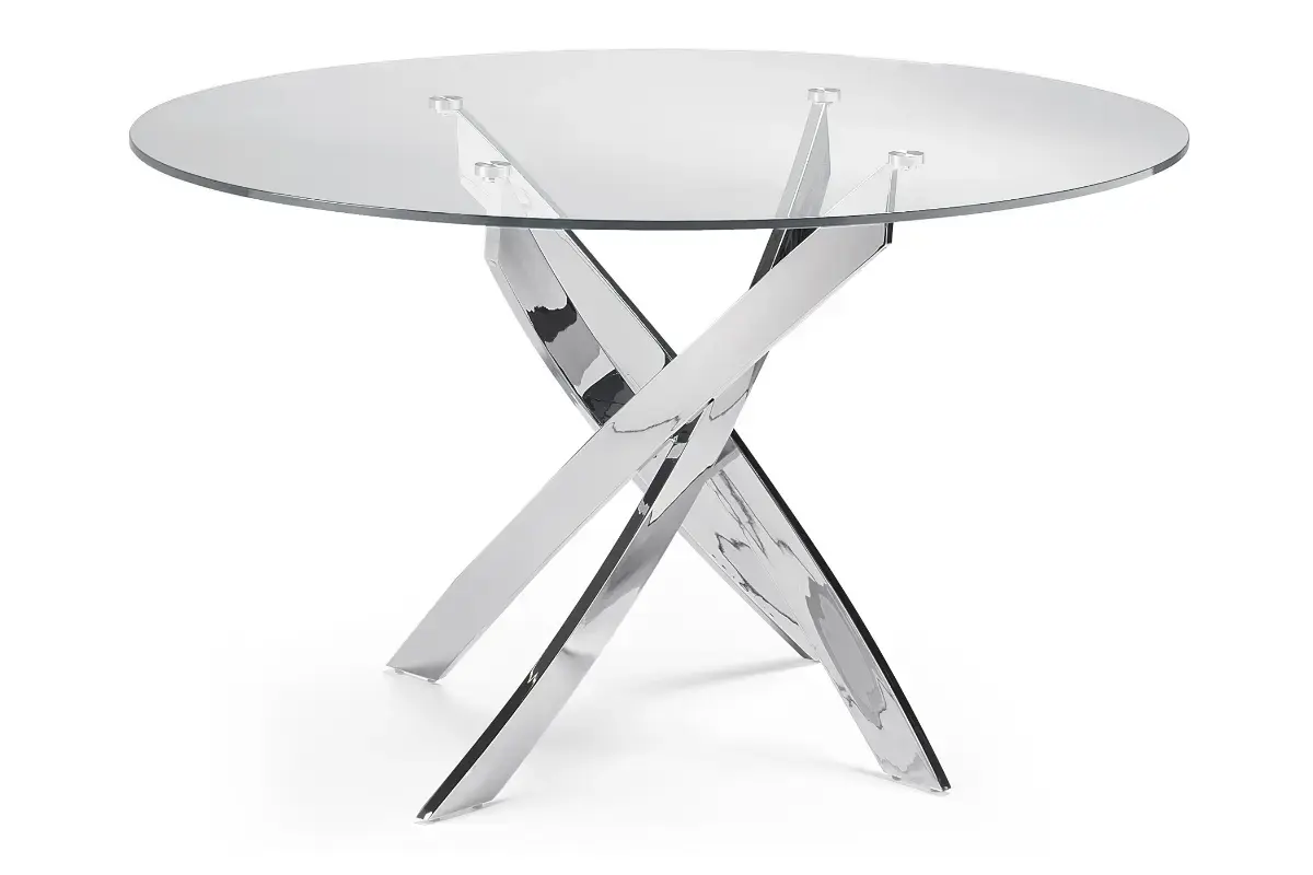 Table chromé 4 ou 6 chaises blanches DESIGN Swedzo-Meuble