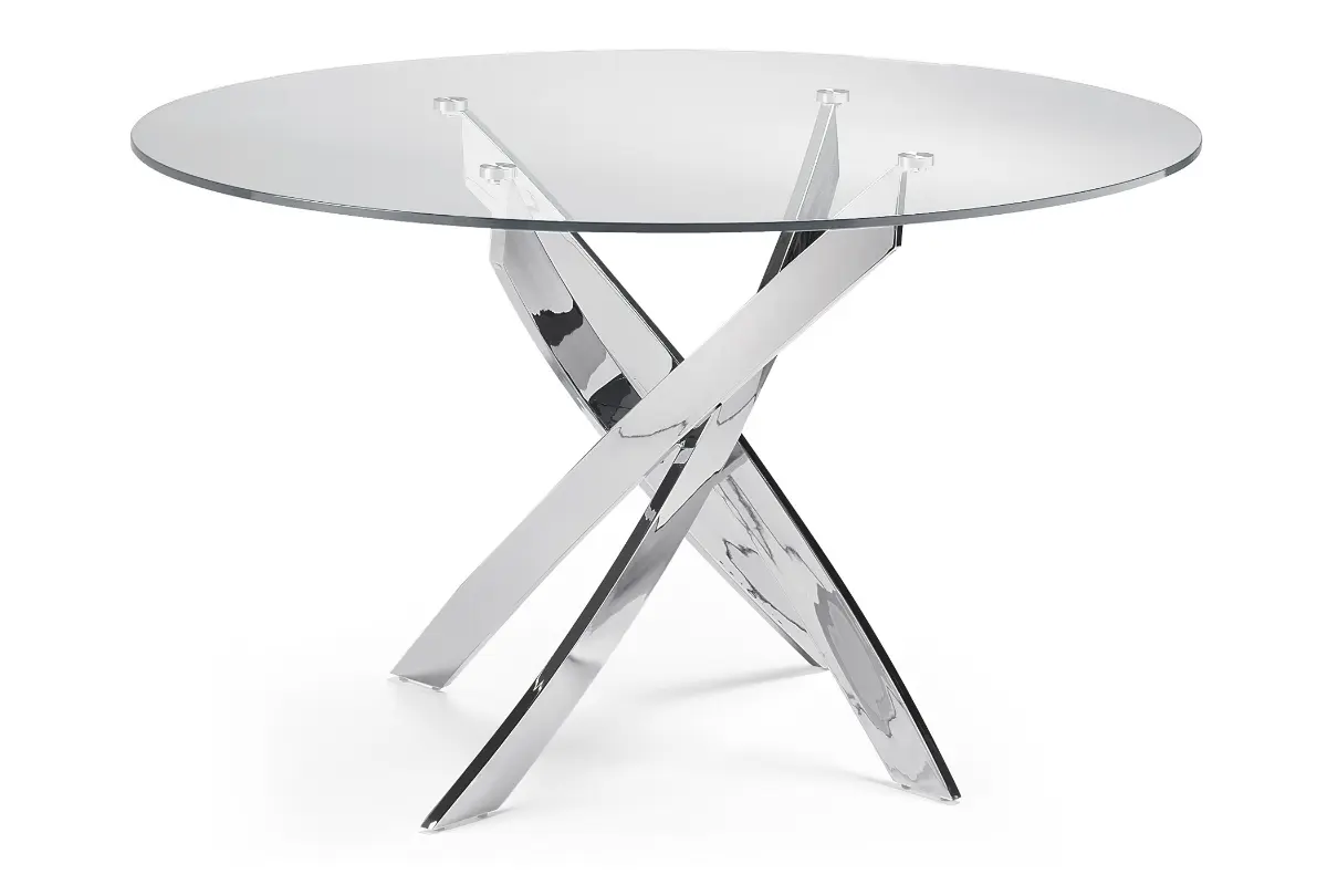 Table chromé 4 ou 6 chaises blanches DESIGN