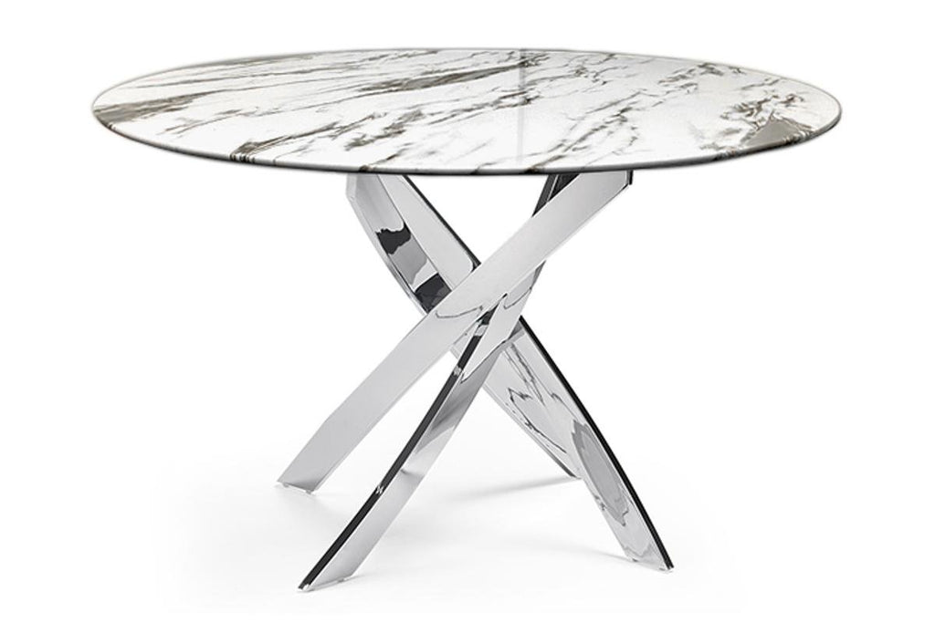 Table ronde et chaises marbre blanc DESIGN