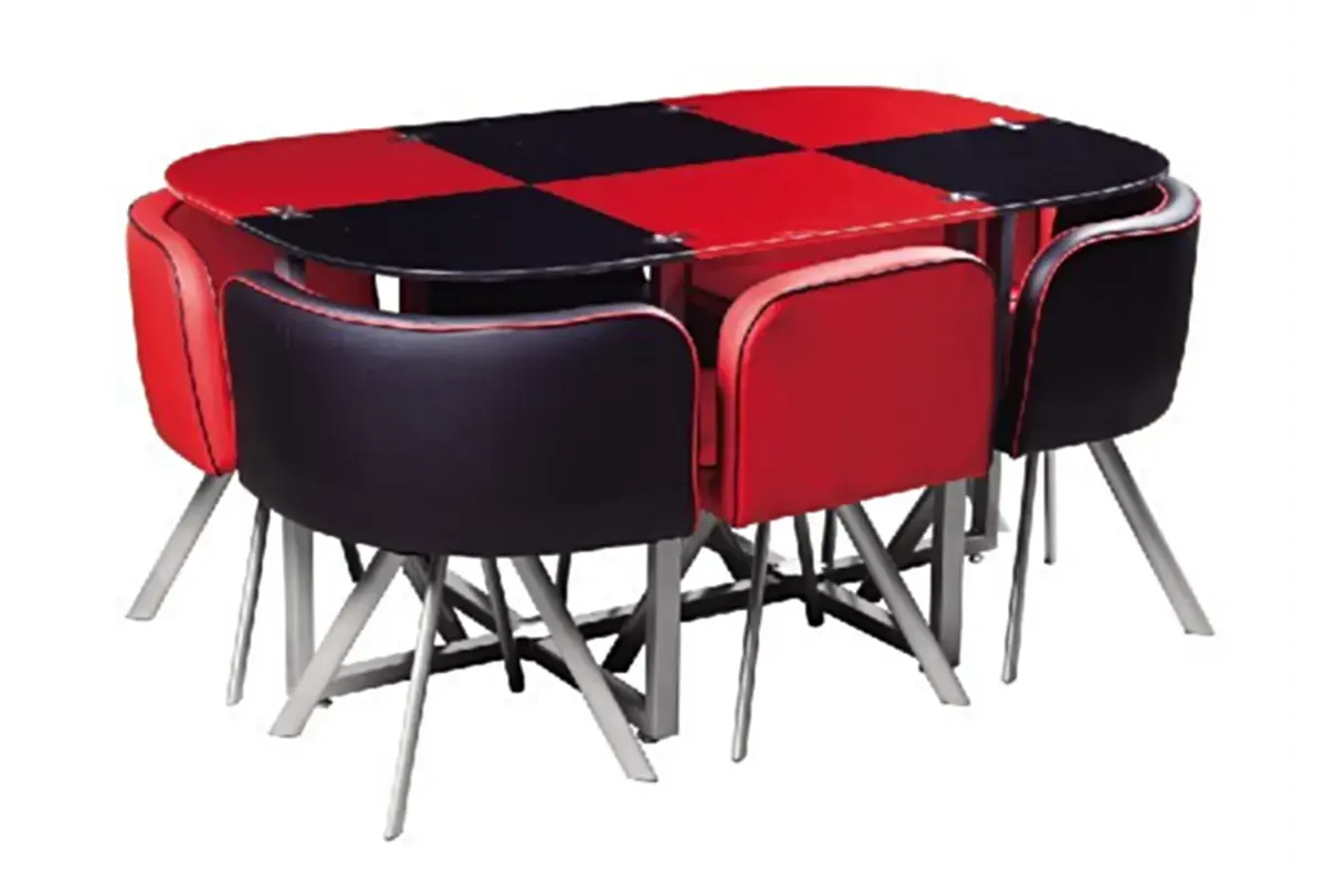 Table manger 6 chaises rouge SPACE Swedzo-Meuble