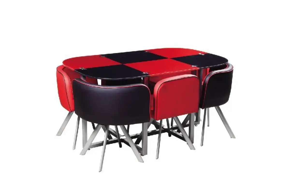 Table manger 6 chaises rouge SPACE Swedzo-Meuble