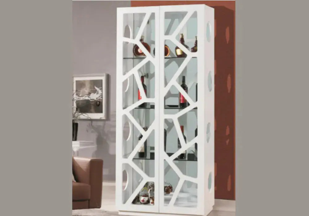 VITRINE DESIGN 2 PORTES EN BOIS LAQUE ET VERRE Swedzo-Meuble