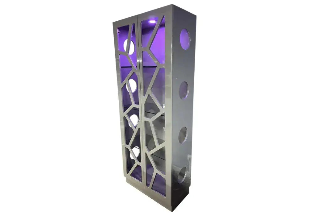 VITRINE DESIGN 2 PORTES EN BOIS LAQUE ET VERRE Swedzo-Meuble