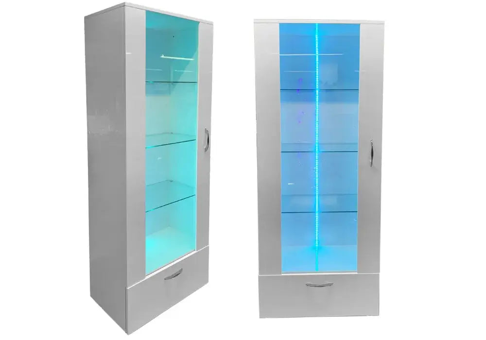 Vitrine LED Bois Laquée REF Swedzo-Meuble