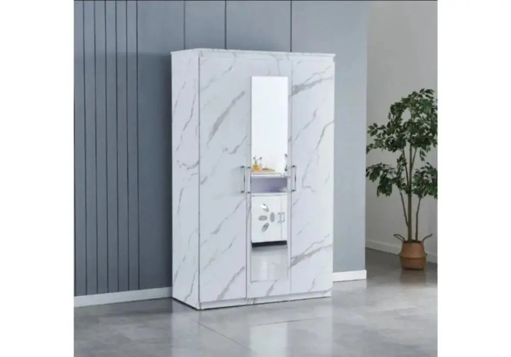 Armoire 3 Portes DANY Effet Marbre Swedzo-Meuble