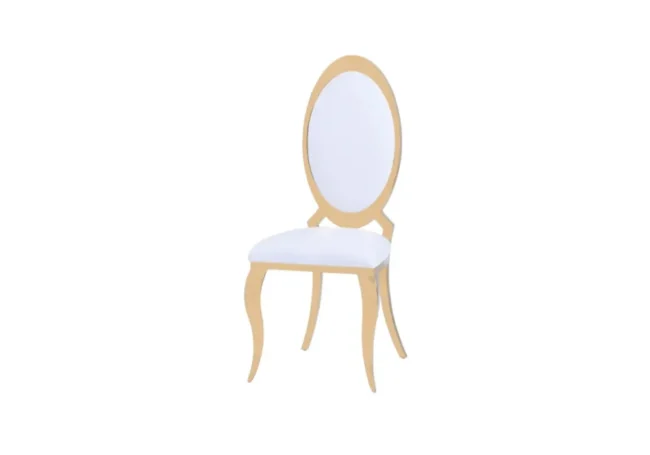 4 Chaises Angel Similicuir Pieds Gold