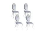 4 Chaises Angel Velours Gris Pieds Chrome