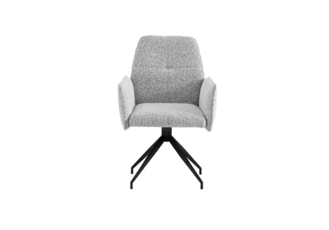 4 Chaises Carrera Metal Noir Tweed Gris Pivotante 360é Anti-Tache