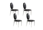 4 Chaises Medaillon en Similicuir Croco Noir - Image 2