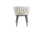 4 Chaises Tressee Velours Pied Metal Noir - Image 2