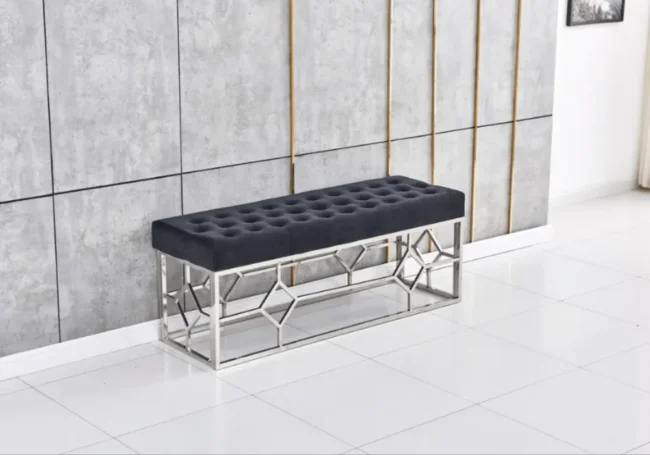 Banquette Vertigo Capitonné Velours Pieds Chrome