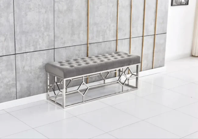 Banquette Vertigo Capitonné Velours Pieds Chrome