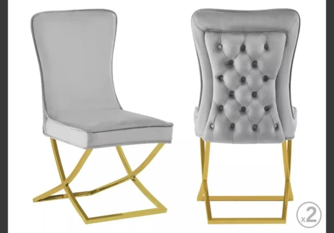 4 Chaises Hilton Pieds Gold