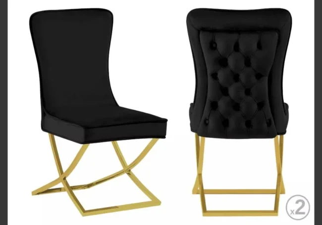 4 Chaises Hilton Pieds Gold