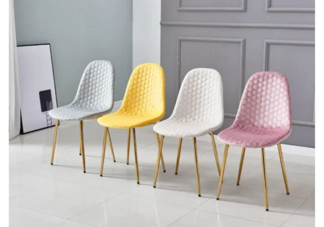 Lot De 4 Chaises Scandinave Abeille Gold Velours