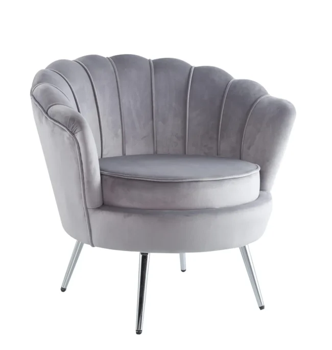 Plata Import Chaise longue en velours bleu avec pieds argentés