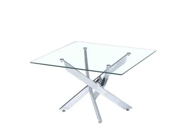 Table Basse Carre Jessy Transparent Pieds Chrome