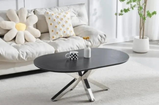 Table Basse Ceramique Ophella Avec Chrome Jambes