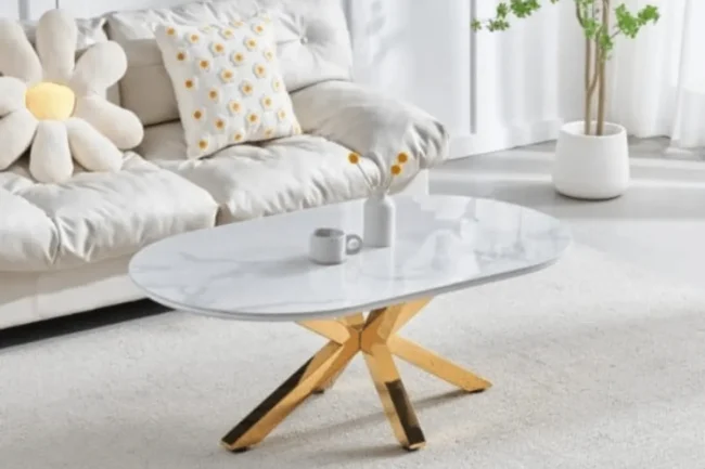 Table Basse Ceramique Ophella Avec Gold Jambes