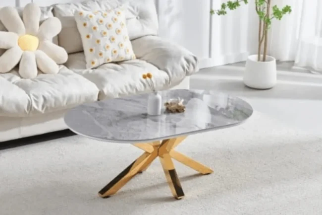 Table Basse Ceramique Ophella Avec Gold Jambes