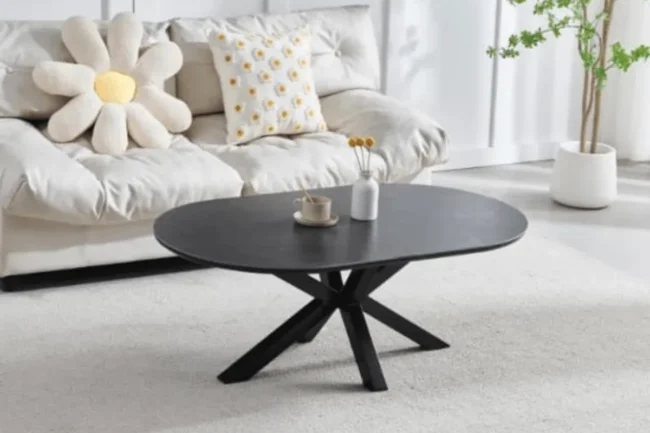 Table Basse Ceramique Ophella Avec Noir Jambes