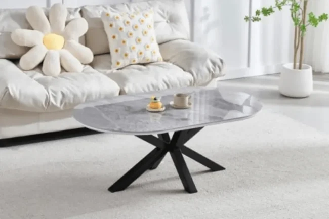 Table Basse Ceramique Ophella Avec Noir Jambes